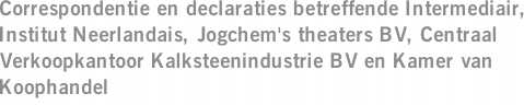 Correspondentie en declaraties betreffende Intermediair, Institut Neerlandais, Jogchem's theaters BV, Centraal Verkoopkantoor Kalksteenindustrie BV en Kamer van Koophandel