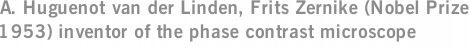 A. Huguenot van der Linden, Frits Zernike (Nobel Prize 1953) inventor of the phase contrast microscope