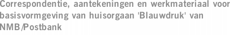 Correspondentie, aantekeningen en werkmateriaal voor basisvormgeving van huisorgaan 'Blauwdruk' van NMB/Postbank