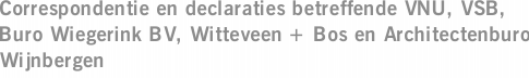 Correspondentie en declaraties betreffende VNU, VSB, Buro Wiegerink BV, Witteveen + Bos en Architectenburo Wijnbergen