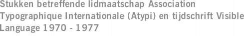 Stukken betreffende lidmaatschap Association Typographique Internationale (Atypi) en tijdschrift Visible Language 1970 - 1977