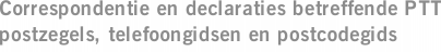 Correspondentie en declaraties betreffende PTT postzegels, telefoongidsen en postcodegids