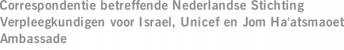 Correspondentie betreffende Nederlandse Stichting Verpleegkundigen voor Israel, Unicef en Jom Ha'atsmaoet Ambassade