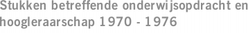 Stukken betreffende onderwijsopdracht en hoogleraarschap 1970 - 1976