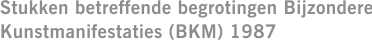 Stukken betreffende begrotingen Bijzondere Kunstmanifestaties (BKM) 1987