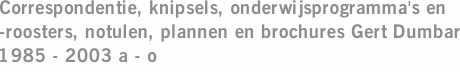 Correspondentie, knipsels, onderwijsprogramma's en -roosters, notulen, plannen en brochures Gert Dumbar 1985 - 2003 a - o