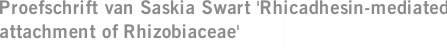 Proefschrift van Saskia Swart 'Rhicadhesin-mediated attachment of Rhizobiaceae'