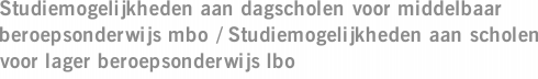 Studiemogelijkheden aan dagscholen voor middelbaar beroepsonderwijs mbo / Studiemogelijkheden aan scholen voor lager beroepsonderwijs lbo