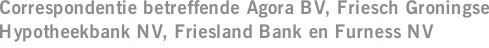 Correspondentie betreffende Agora BV, Friesch Groningse Hypotheekbank NV, Friesland Bank en Furness NV