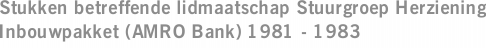 Stukken betreffende lidmaatschap Stuurgroep Herziening Inbouwpakket (AMRO Bank) 1981 - 1983
